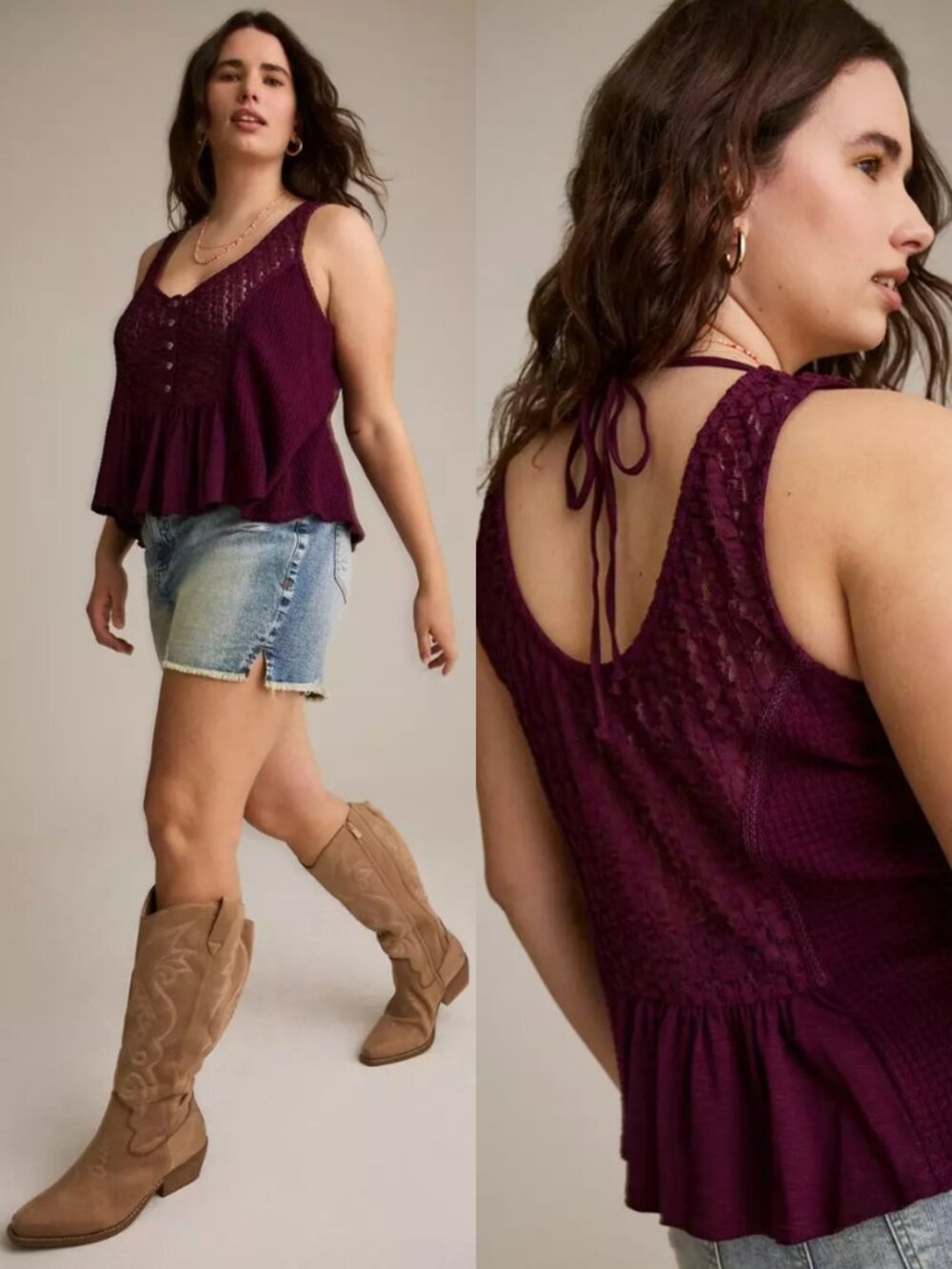 Torrid 2 Potent Purple Festi Henley Scoop Tank 2X 18 20